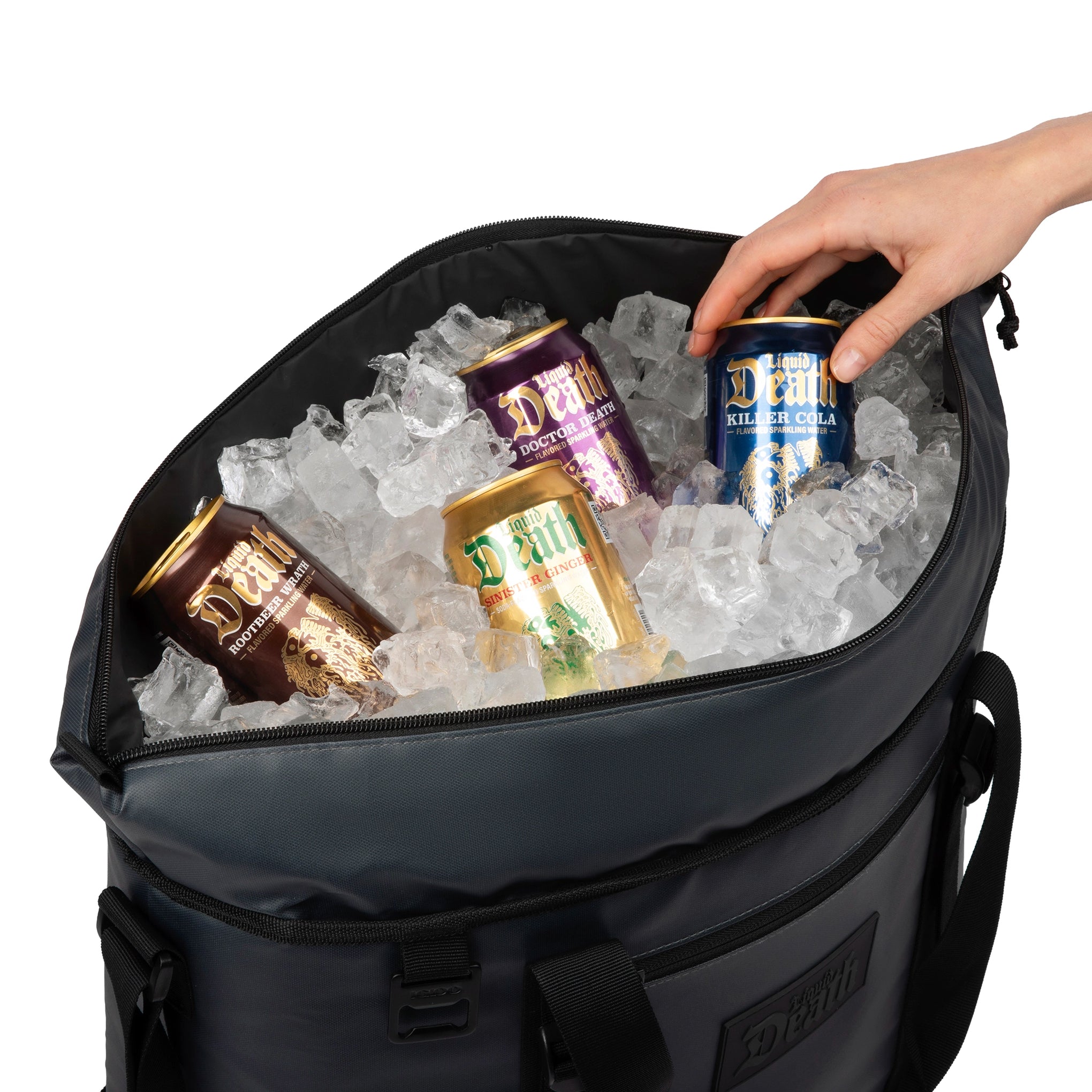 Liquid Death x Igloo Body Bag Soft Cooler — closeup 1