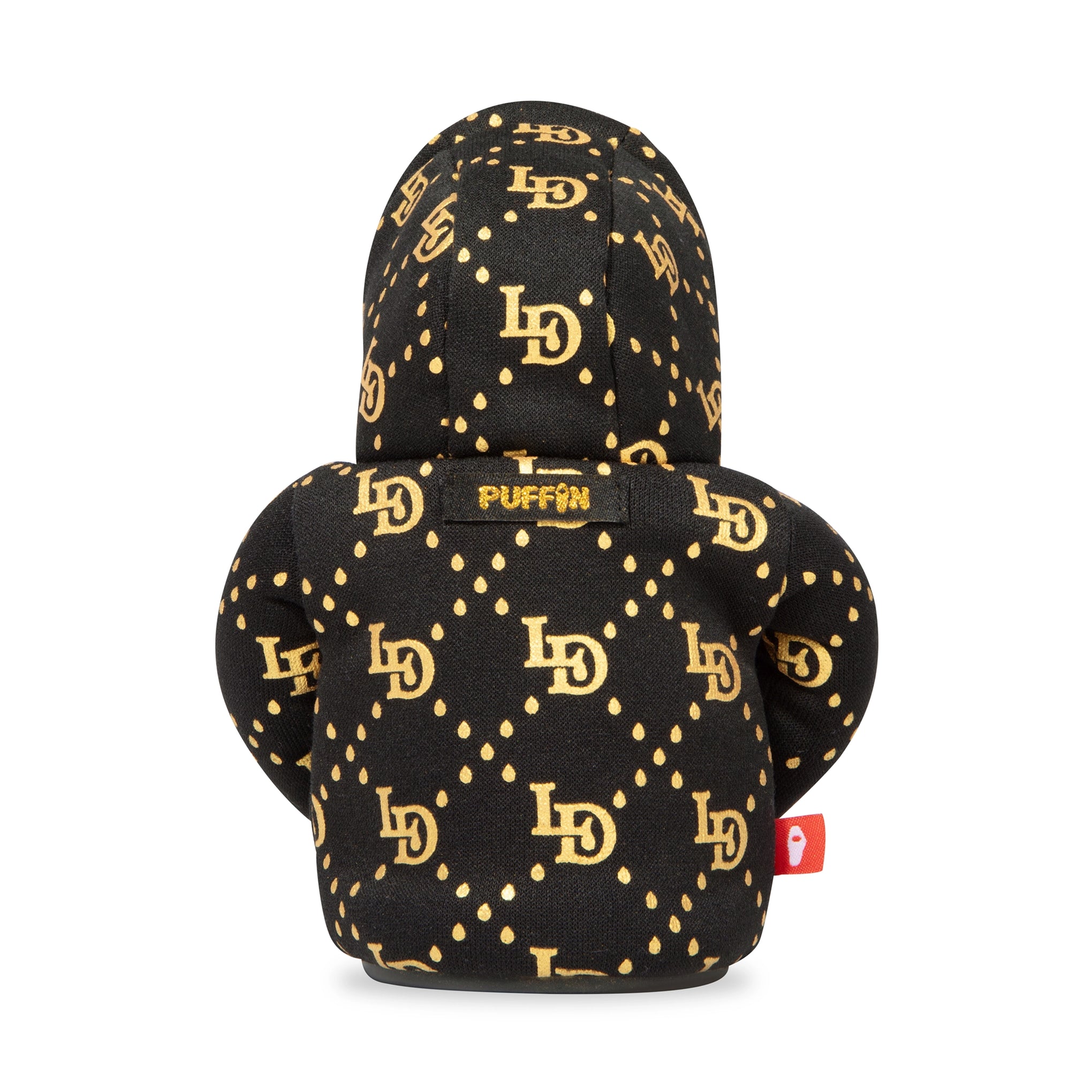 Puffin Koozies Black Hoodie Back  Hood Up