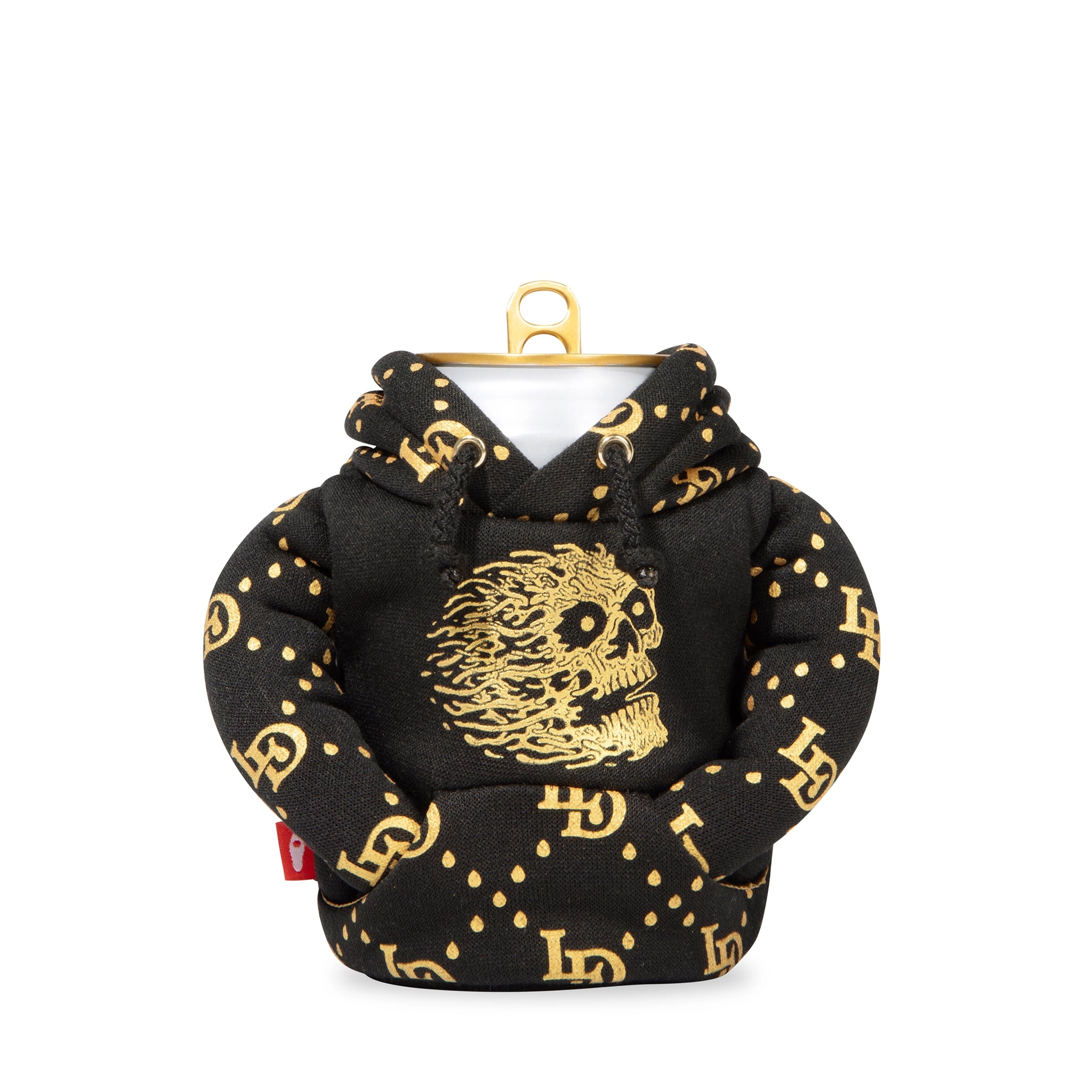 Puffin Koozie Black Hoodie Front Hood Down