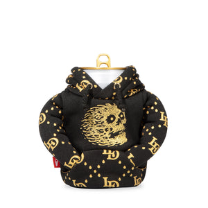 Puffin Koozie Black Hoodie Front Hood Down