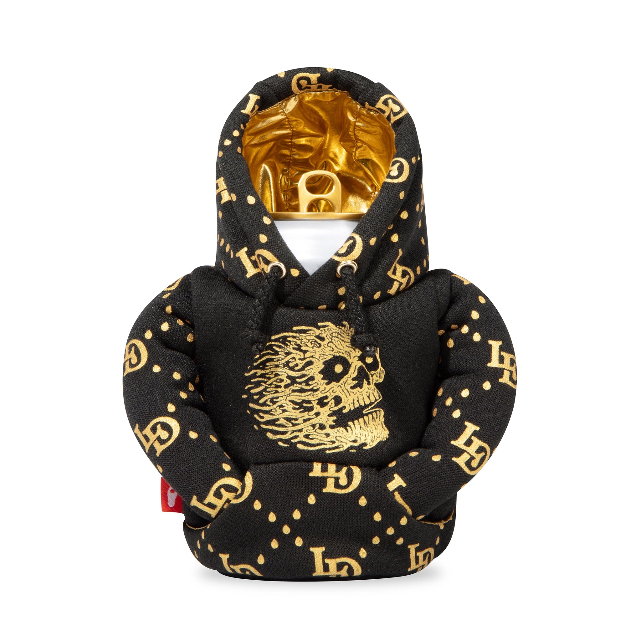 Puffin Koozies Black Hoodie Front Hood Up