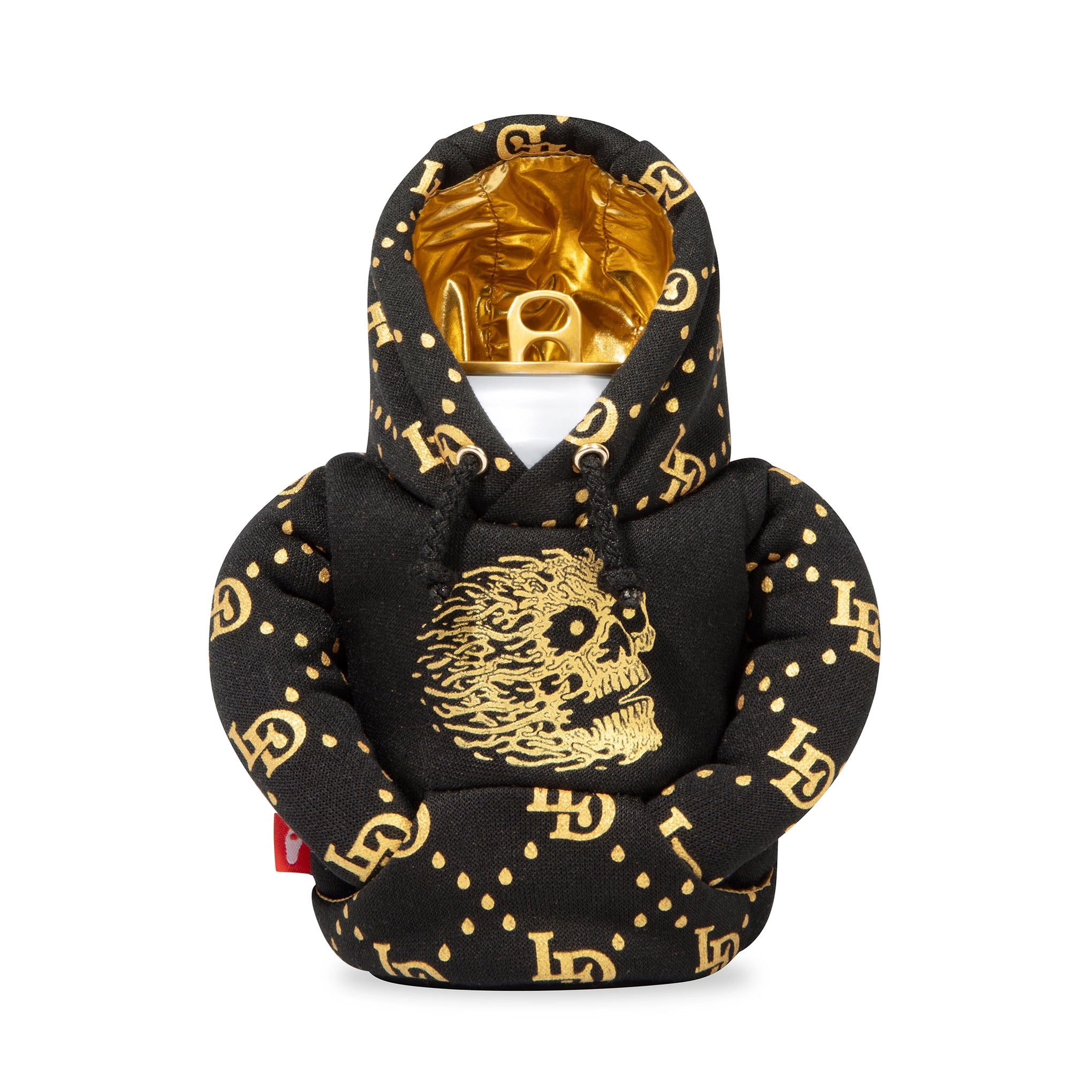 Puffin Koozies Black Hoodie Front Hood Up