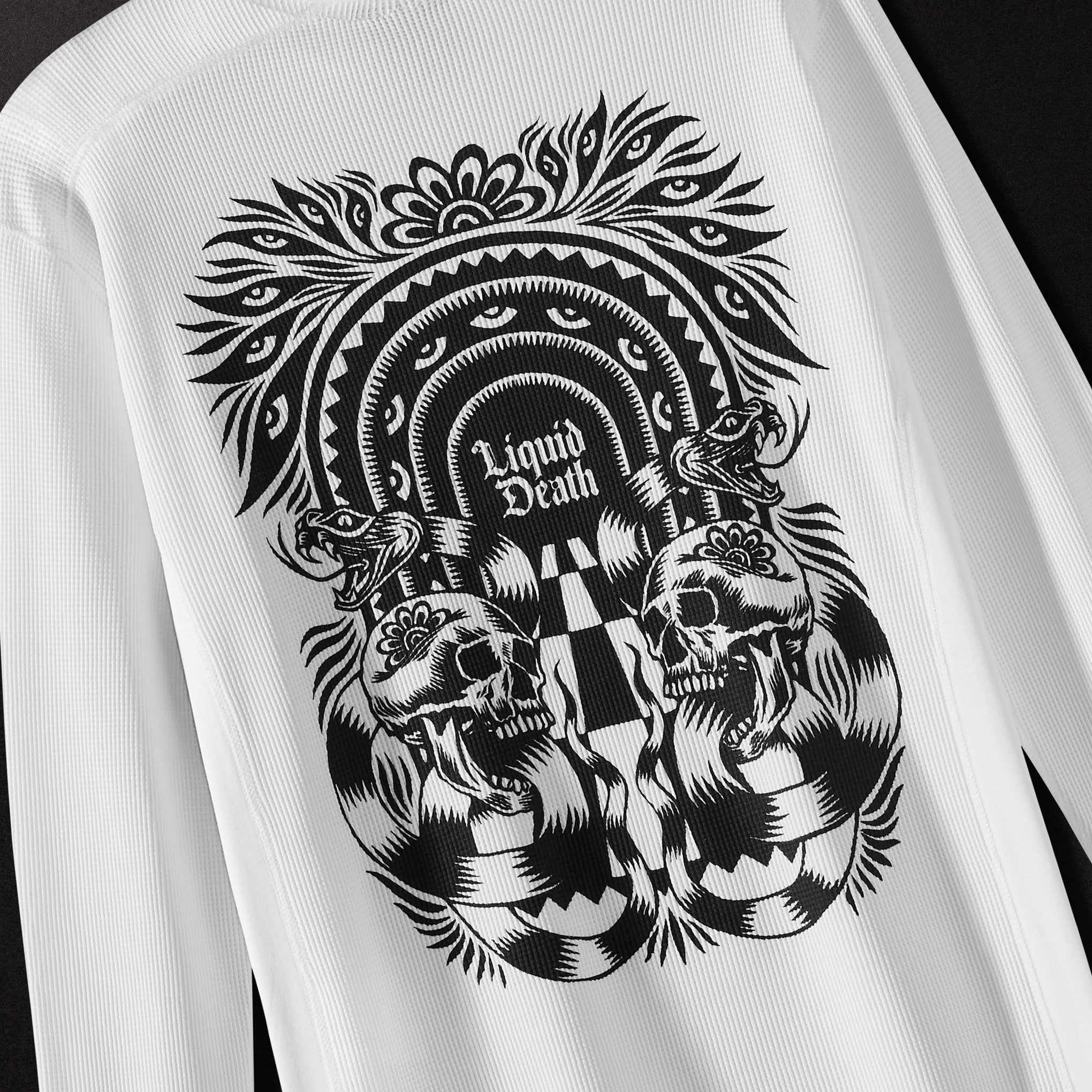 Liquid Death Death Charmer Thermal Shirt back detail