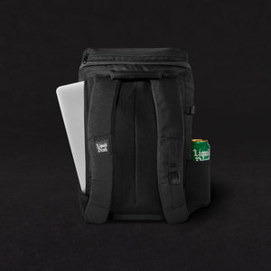 Liquid Death Serial Chiller Backpack back with items