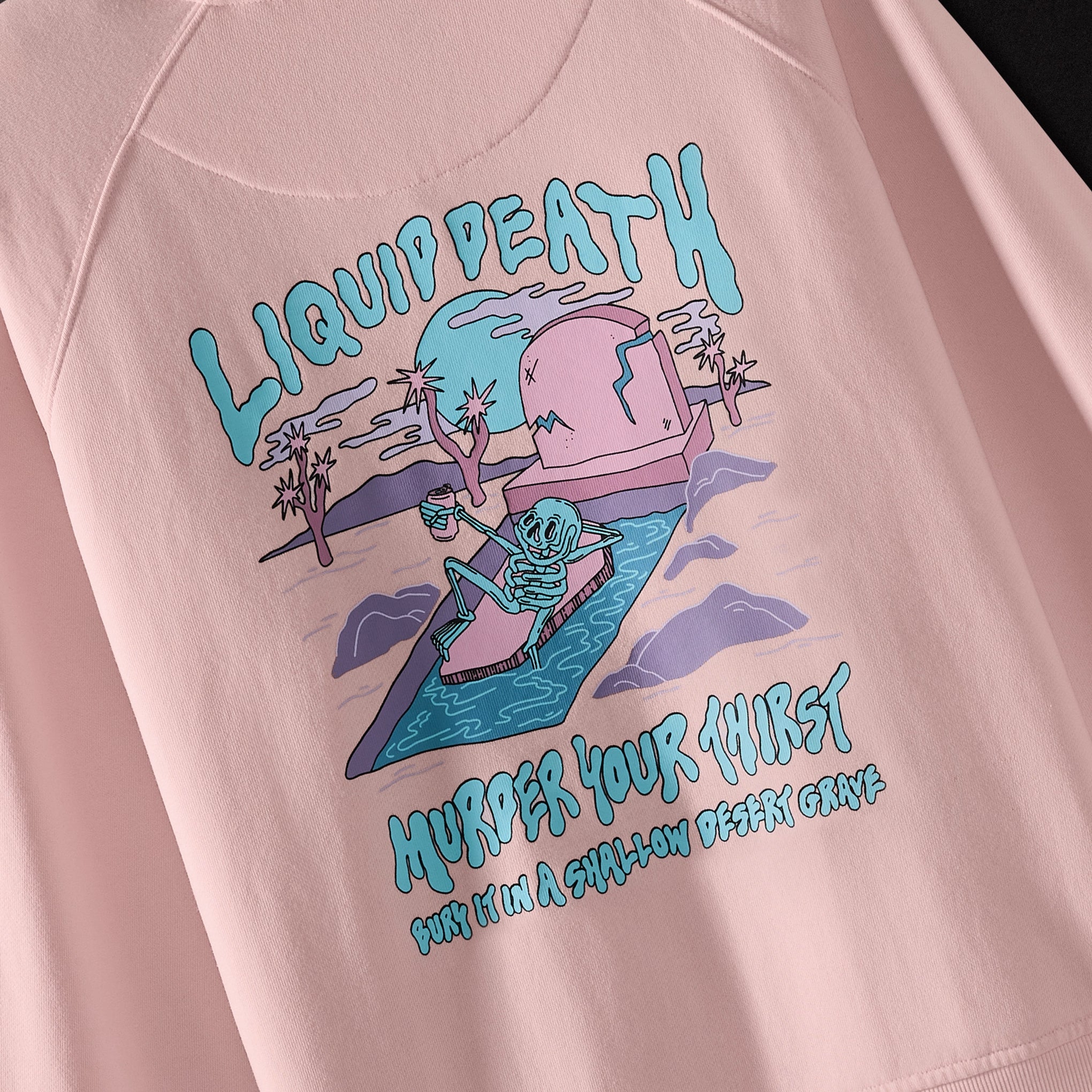 Liquid Death Shallow Grave Sweatshirt back Detail