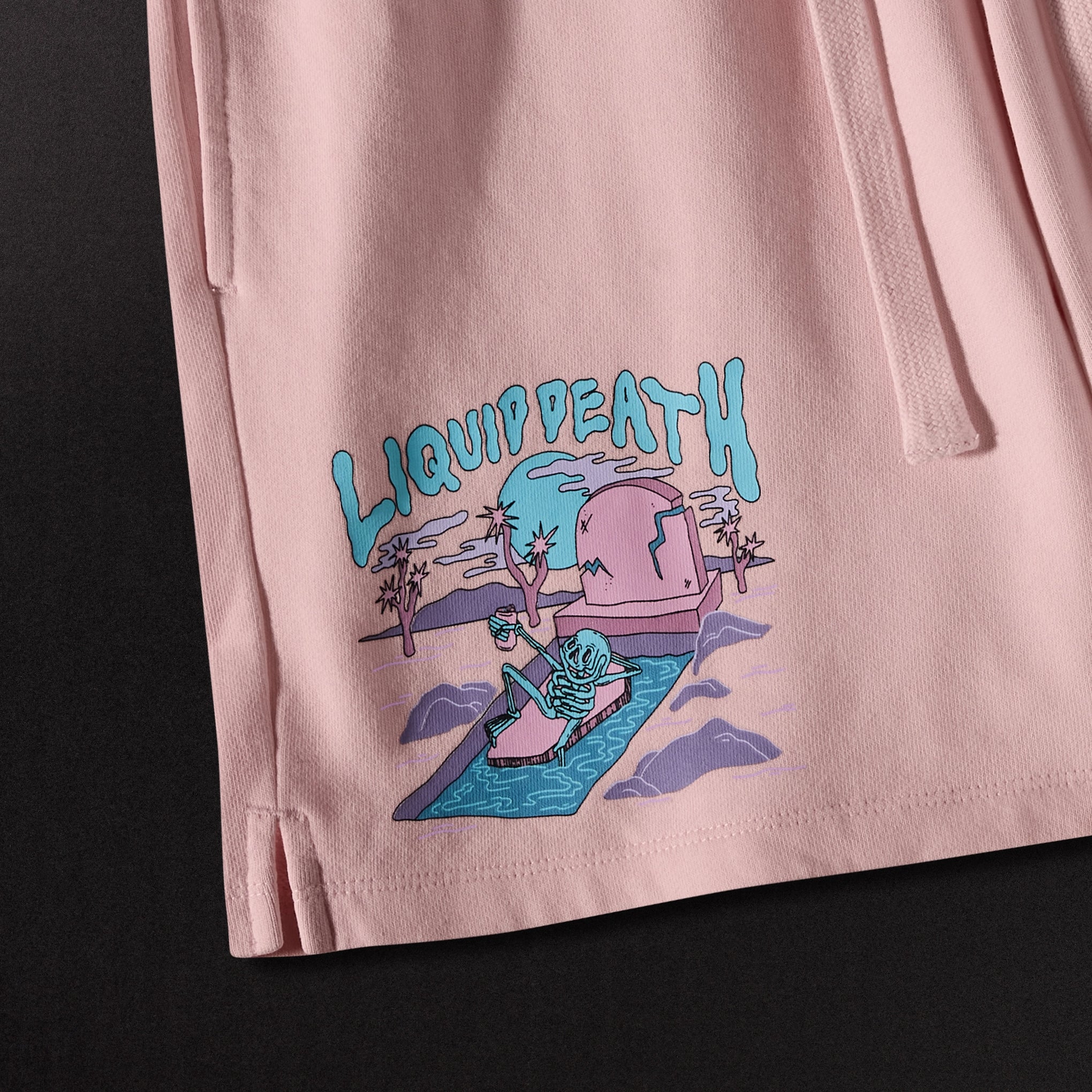 Liquid Death Shallow Grave Sweatshorts Detail