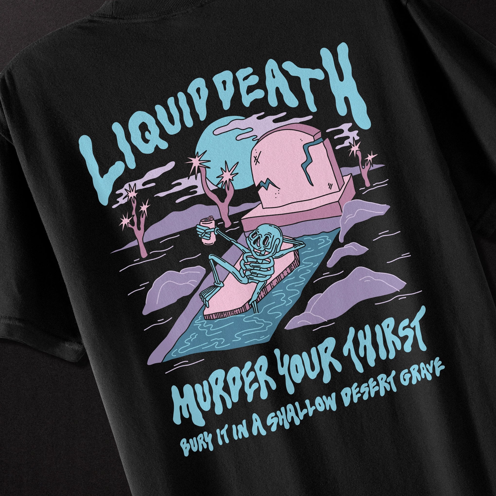 Liquid Death Shallow Grave Tee Back Detail