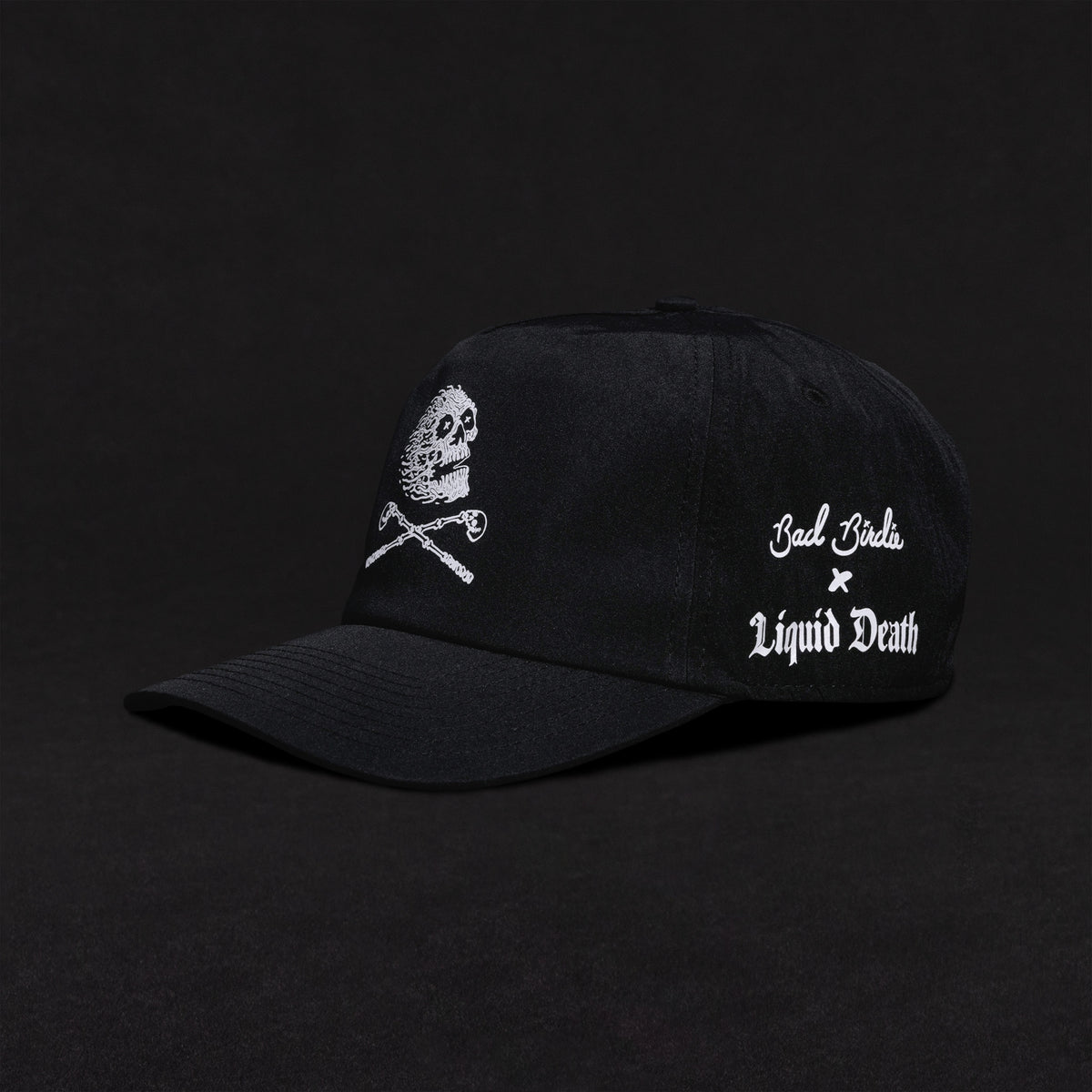 LiquidDeath_BadBirdie_Hat_Black_Front_Quarter