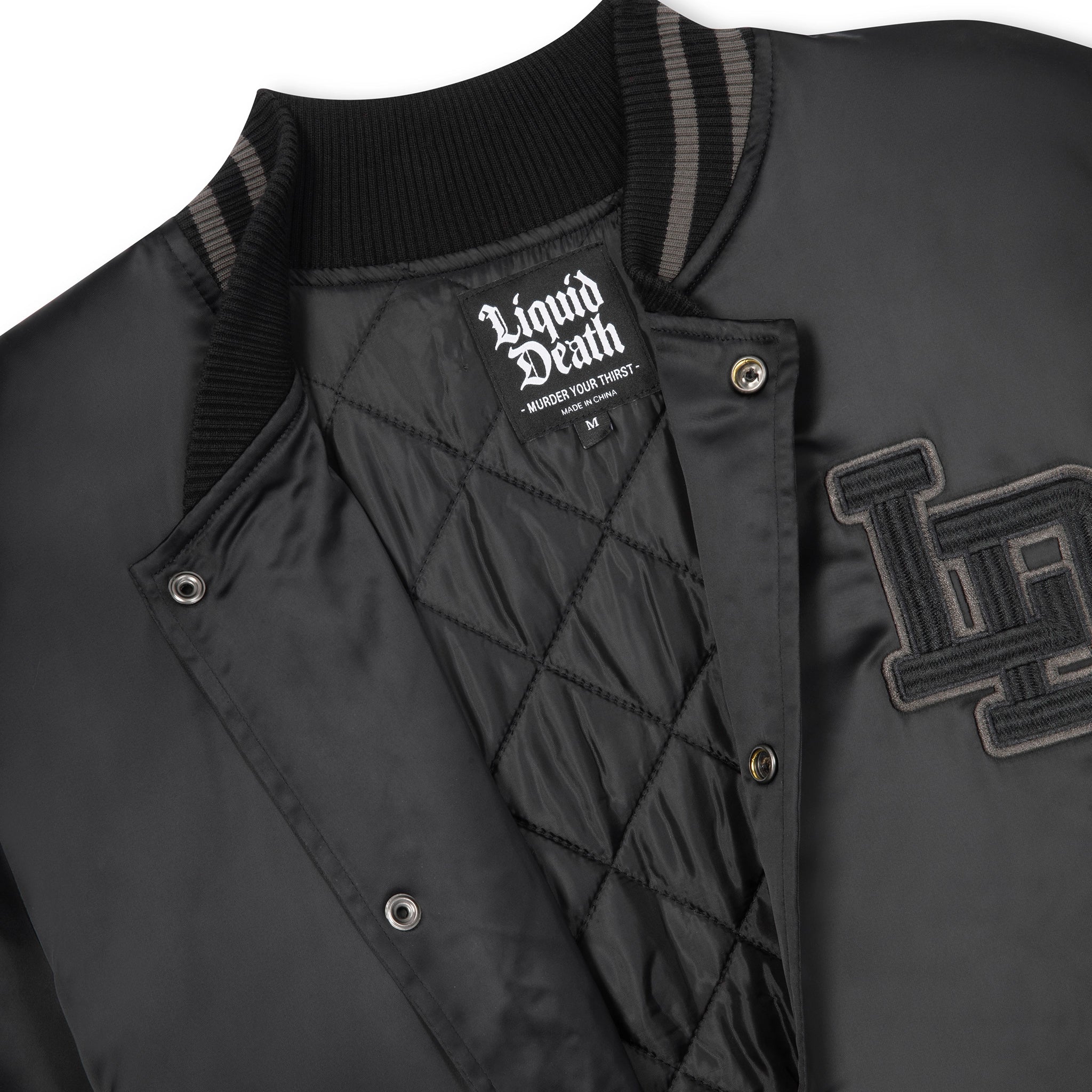 Team Death Satin Jacket Bomber Front Detail
