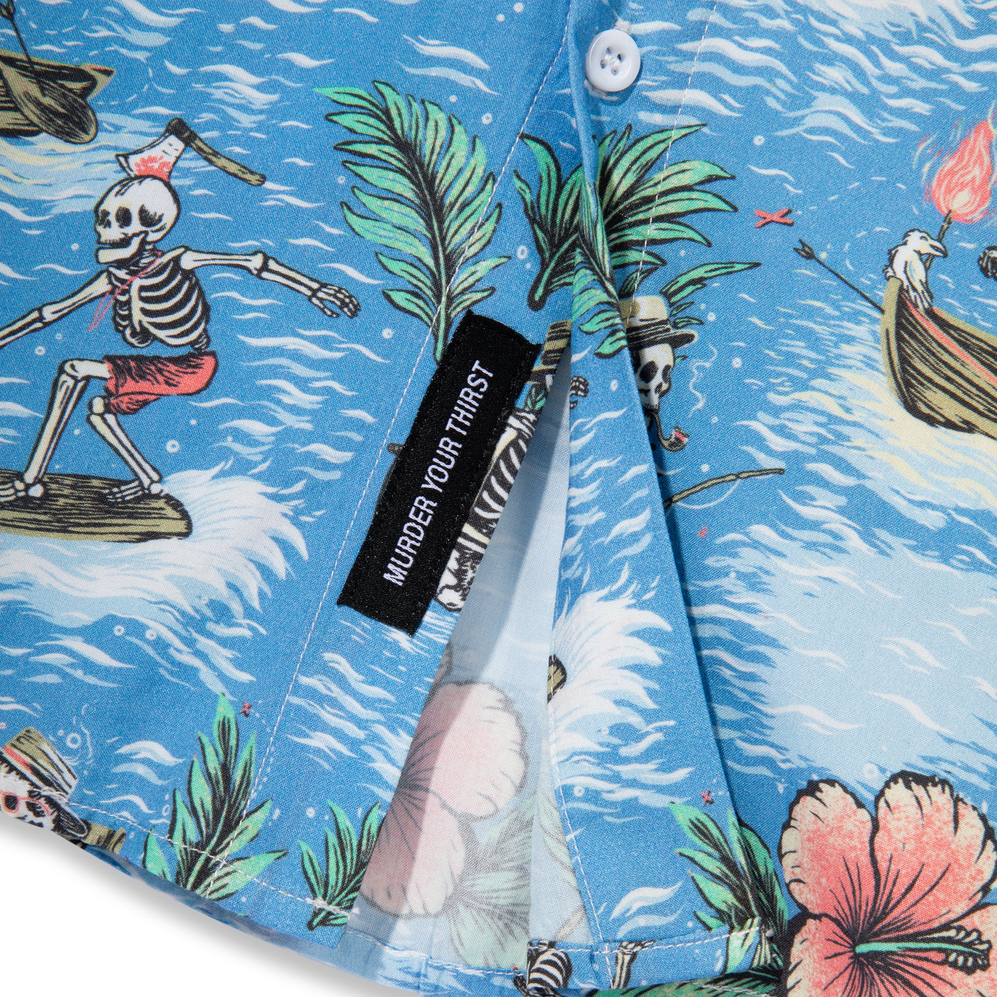 Tiki Torture Button-Up — inner label closeup