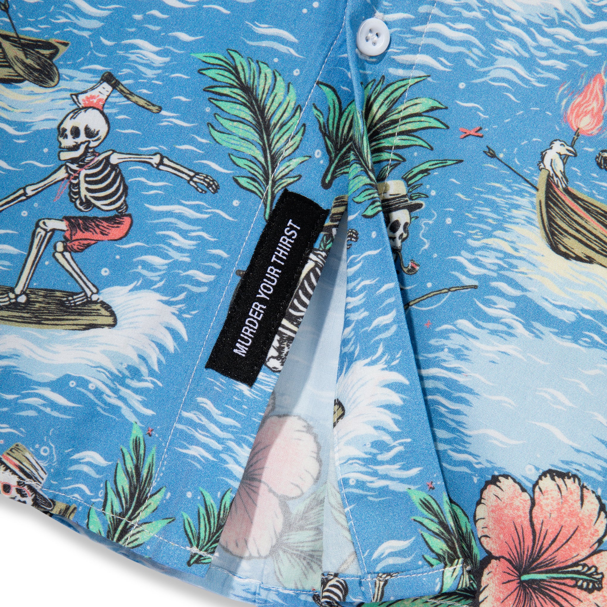 Tiki Torture Button-Up — inner label closeup