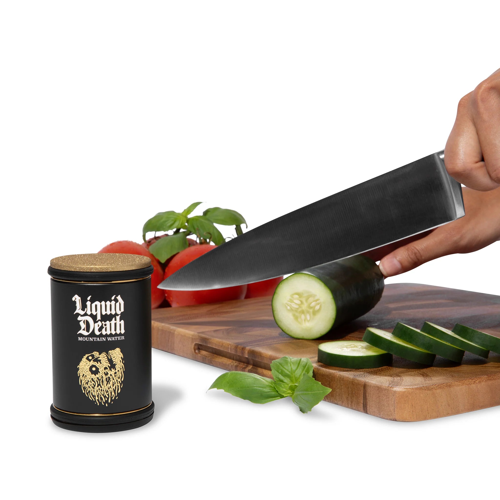 LD x Tumbler Knife Sharpener — Black/Gold — in use