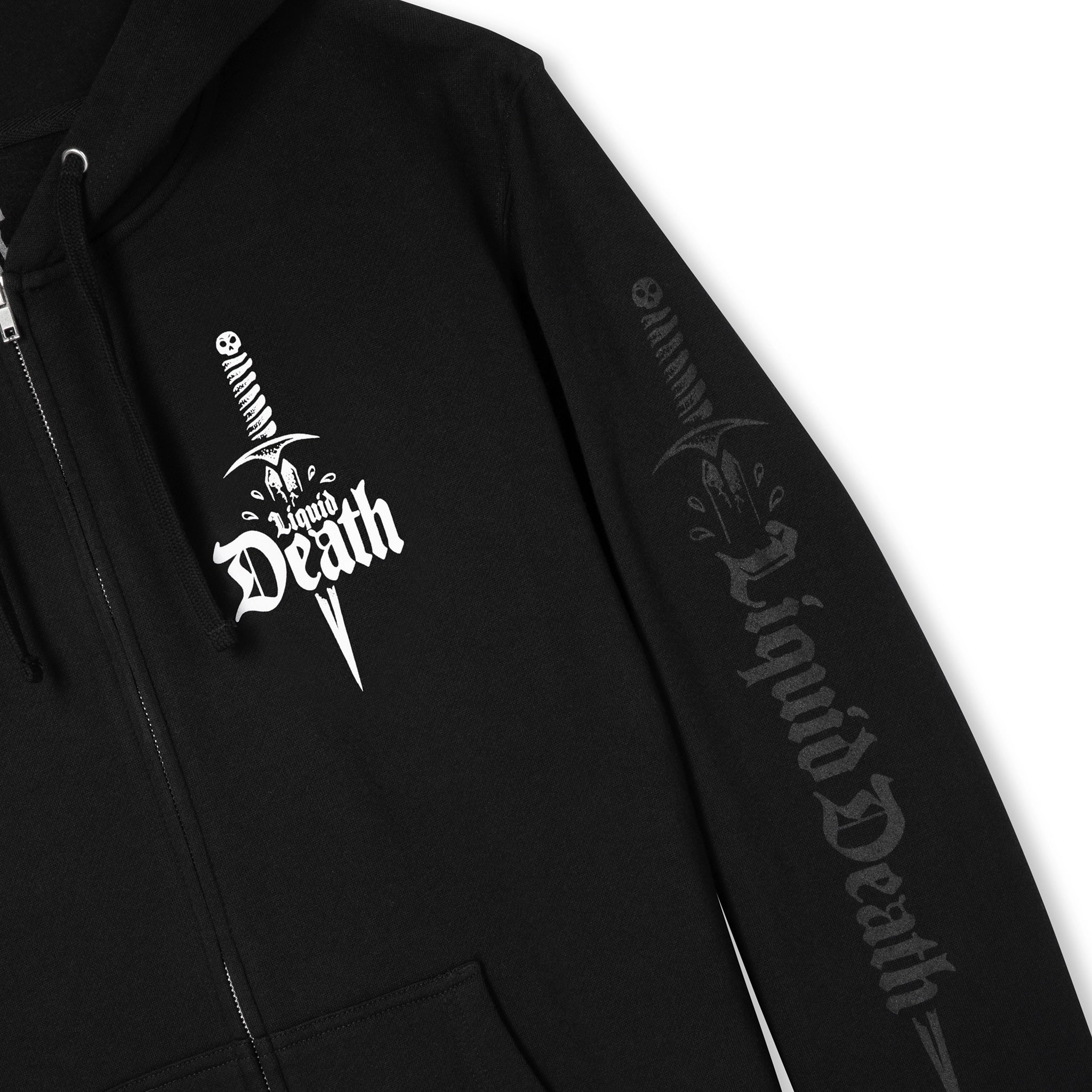 Unforeseen Death Zip Hoodie Front Detail