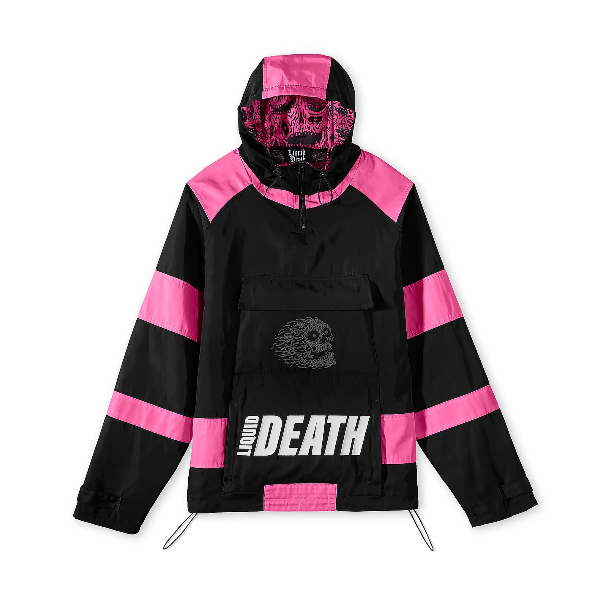 Black and pink jacket with 'Death' text on a white background