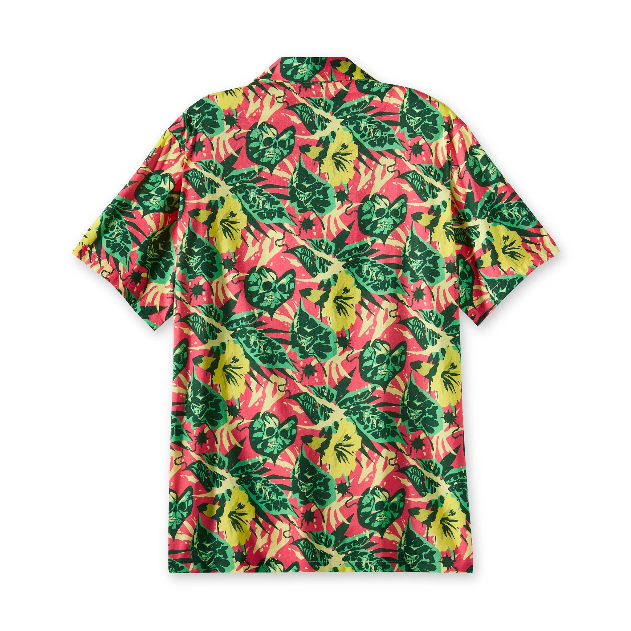 Colorful tropical patterned shirt on a white background Back