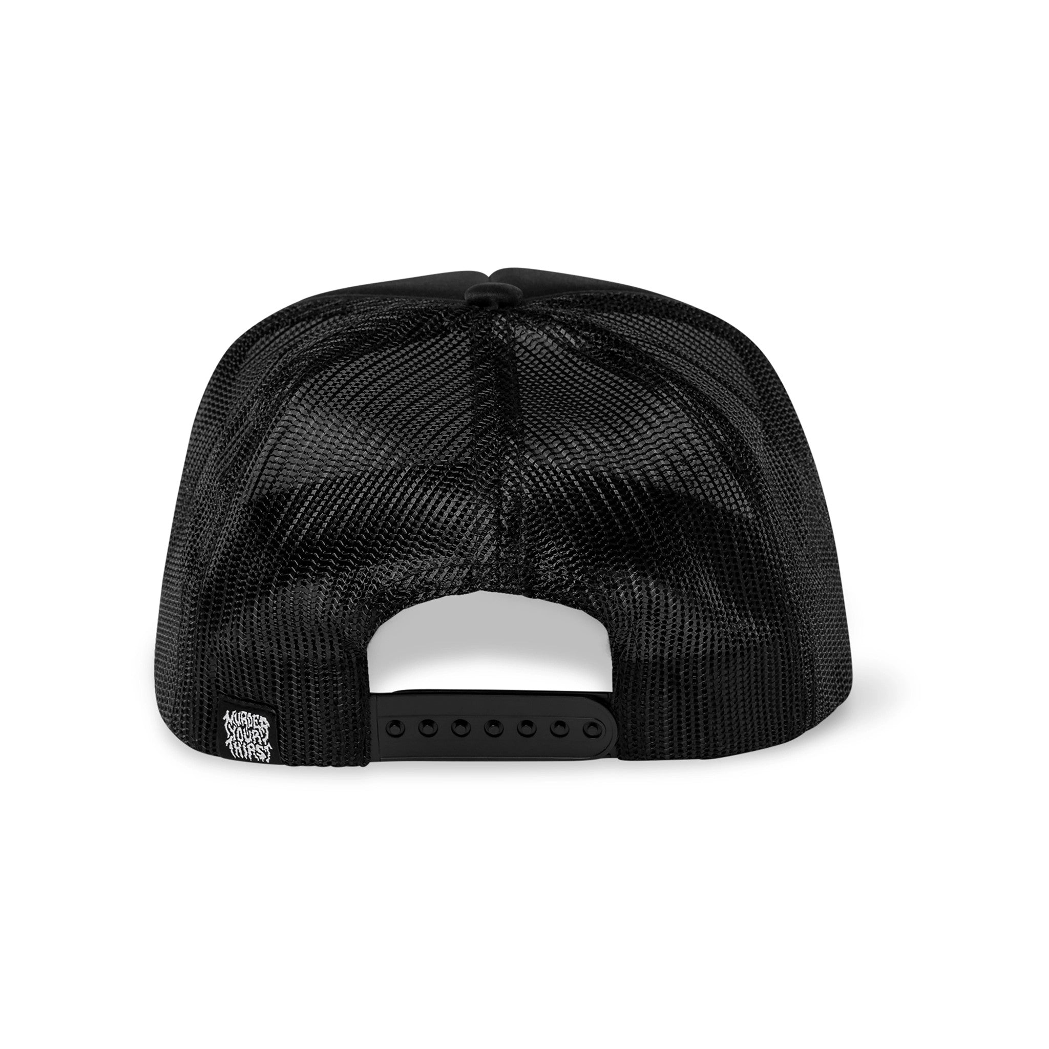 Black mesh cap on a white background