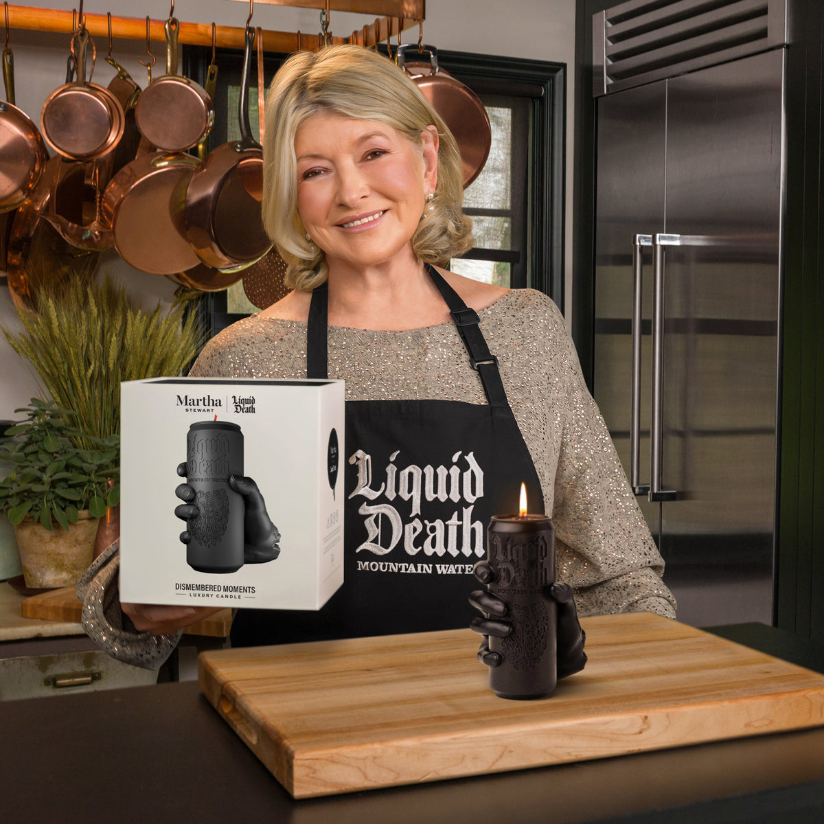 Martha Stewart x Liquid Death Dismembered Moments Candle